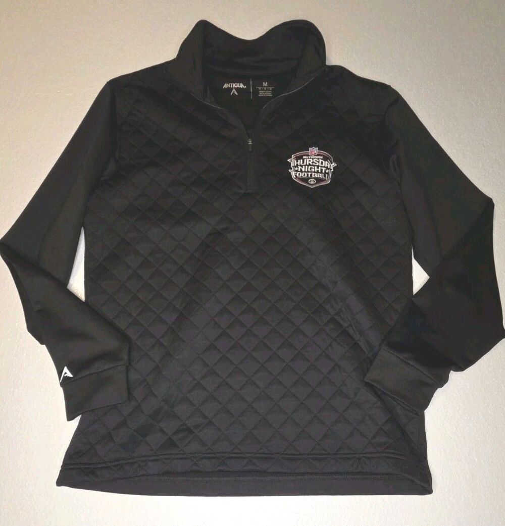 Antigua Quarter-Zip M Pullover  Black Thursday Night Football Logo Quilted Front